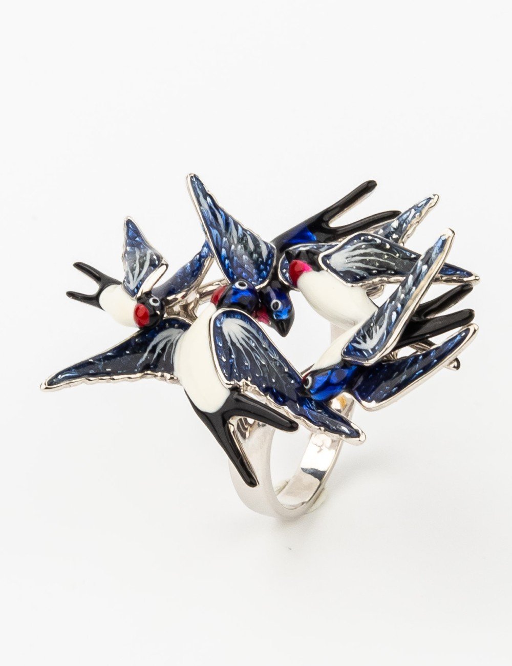 Кольцо из белого золота c эмалью