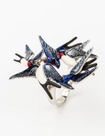 Кольцо из белого золота c эмалью