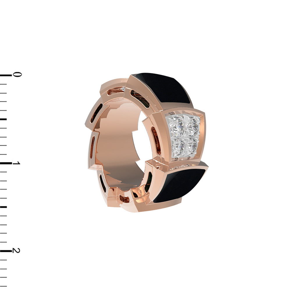 Подвеска из красного золота 585 пробы c бриллиантами и ониксом