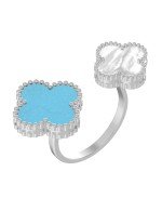 Кольцо из белого золота c бирюзой и перламутром