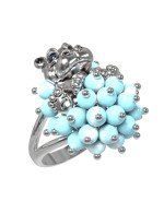 Кольцо из белого золота c эмалью и бирюзой