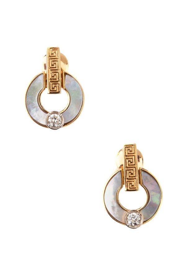 Серьги из золота c бриллиантами и перламутром