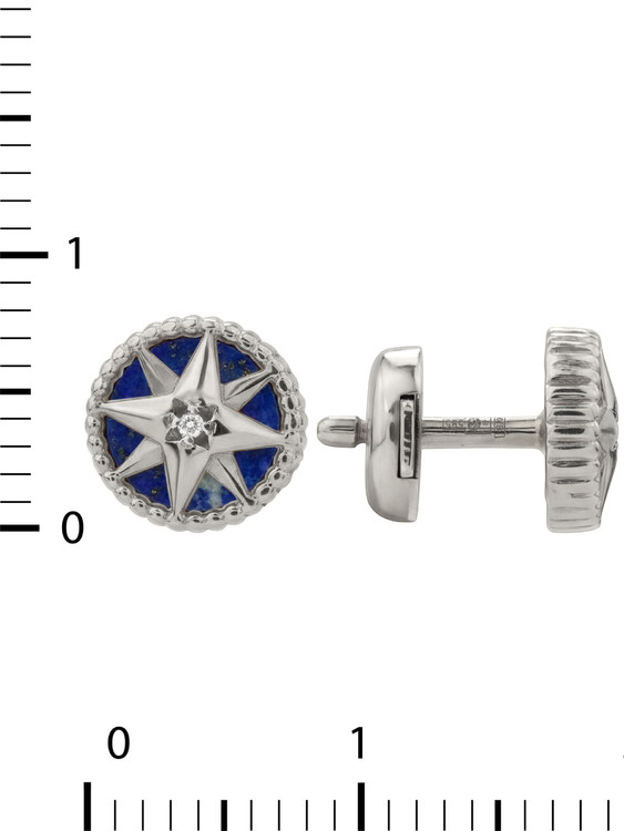 Серьги из белого золота 585 пробы c бриллиантами и лазуритом