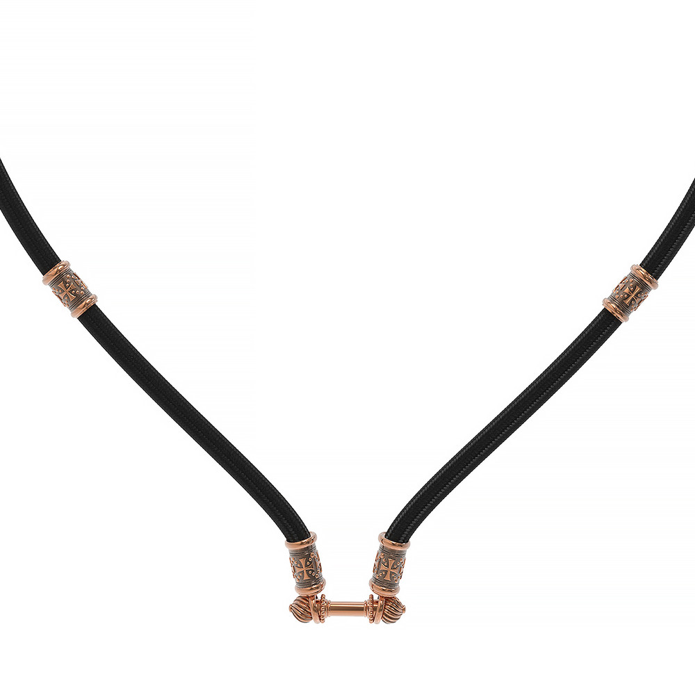 Цепь-шнурок шелк из красного золота 585 пробы c шёлковым шнурком