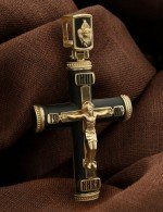 Крест из лимонного золота c эмалью и эбеновым деревом