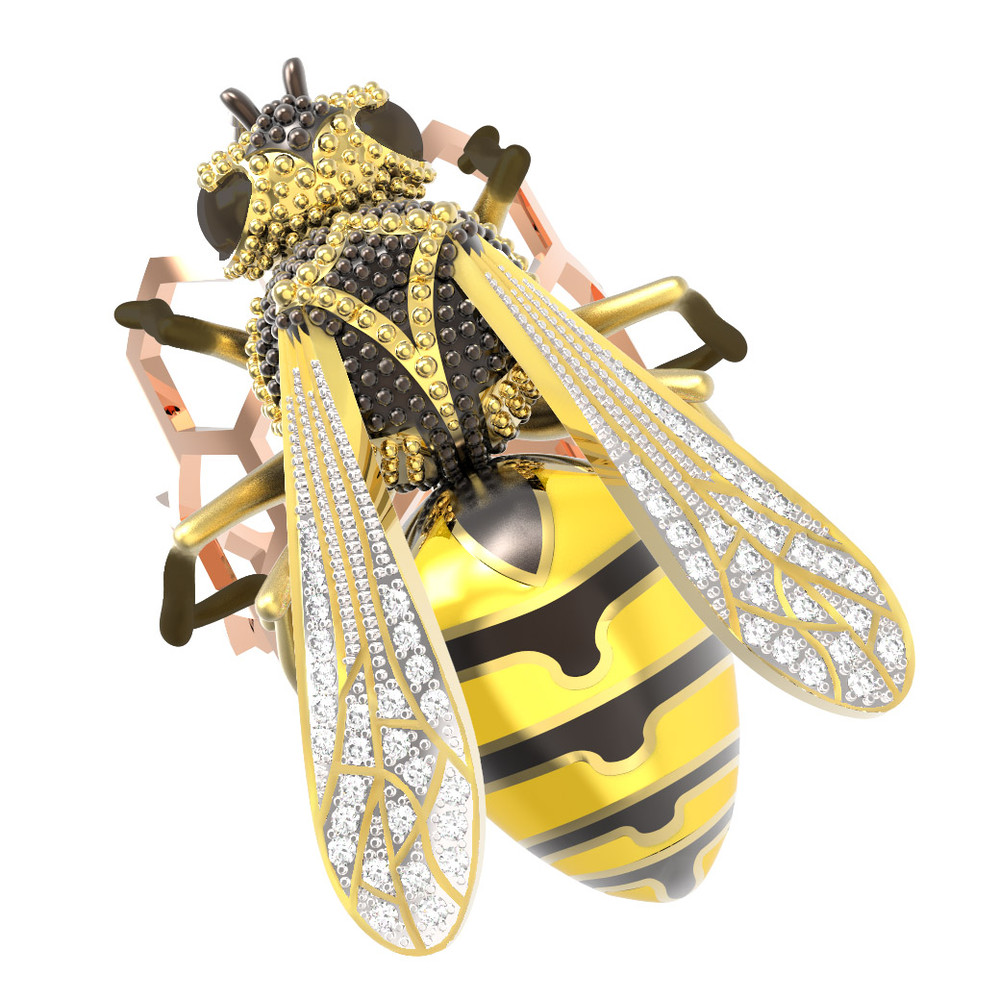 Кольцо из красного золота 585 пробы c эмалью и бриллиантами