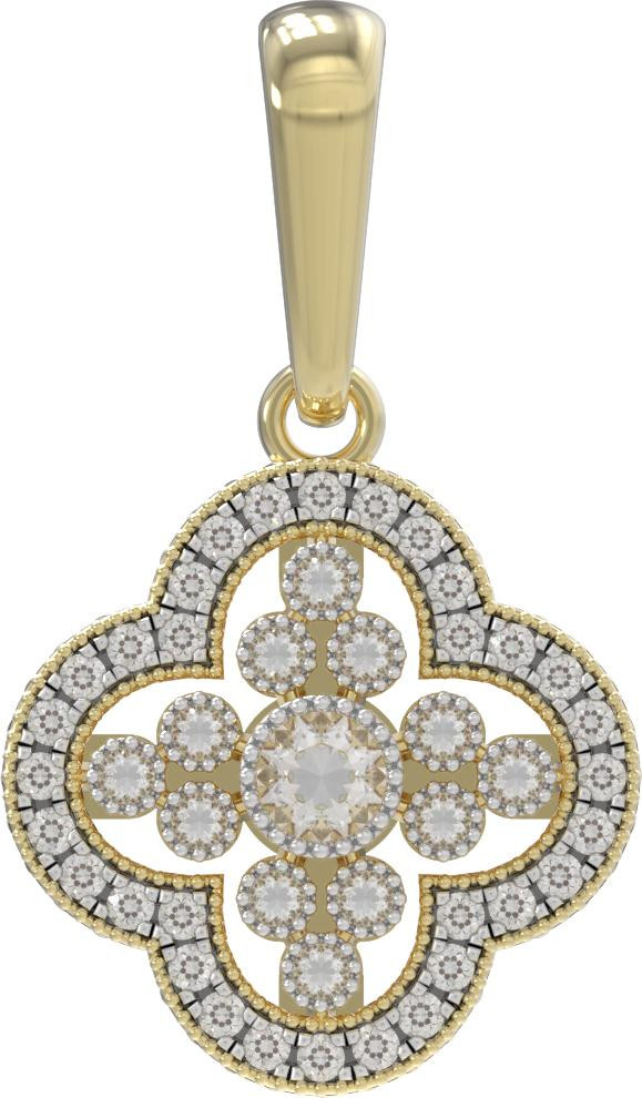 Подвеска из лимонного золота 585 пробы c бриллиантами