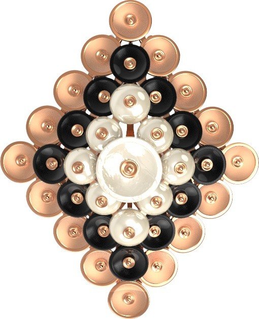 Подвеска из золота c ониксом и перламутром