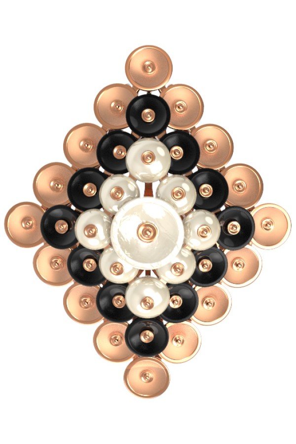 Подвеска из золота c ониксом и перламутром