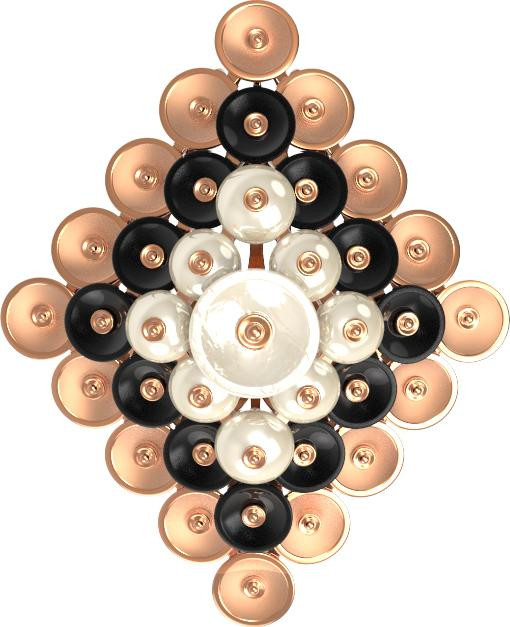 Подвеска из красного золота 585 пробы c ониксом и перламутром