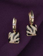 Серьги из лимонного золота c эмалью и бриллиантами