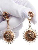 Серьги из золота c эмалью и жемчугом