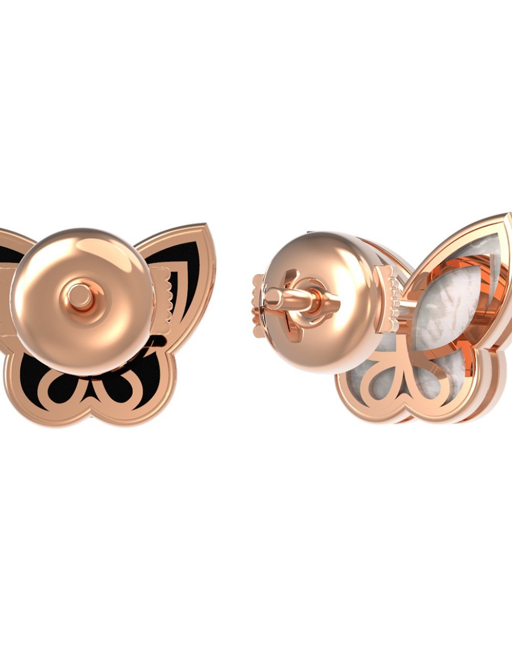 Серьги из золота c ониксом и перламутром