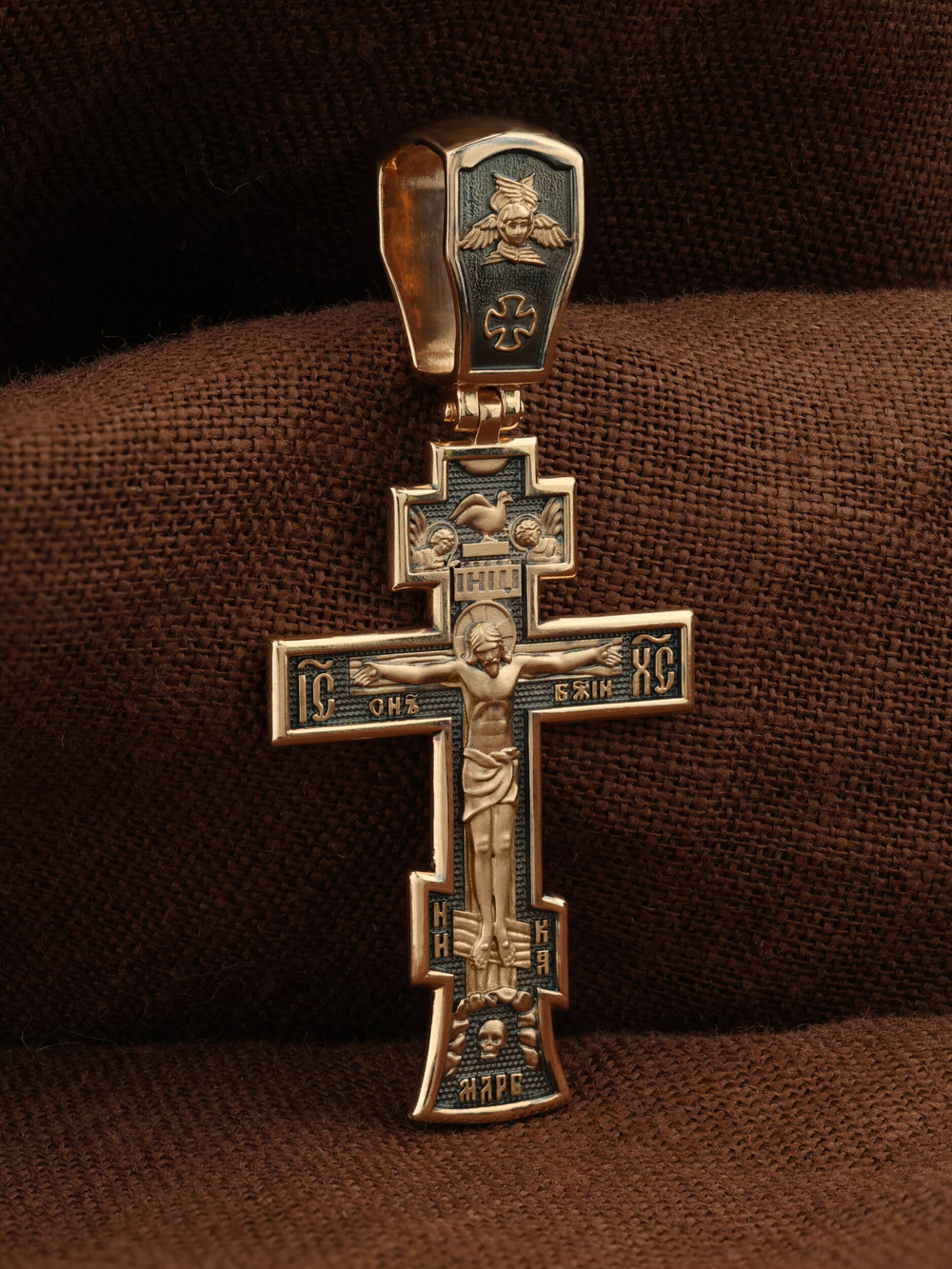 Крест из красного золота 585 пробы