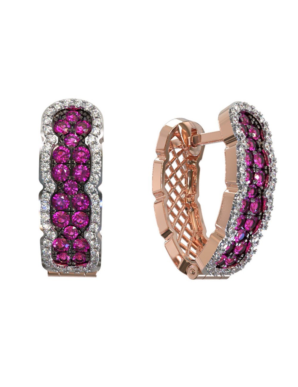 Серьги из золота c бриллиантами и рубином