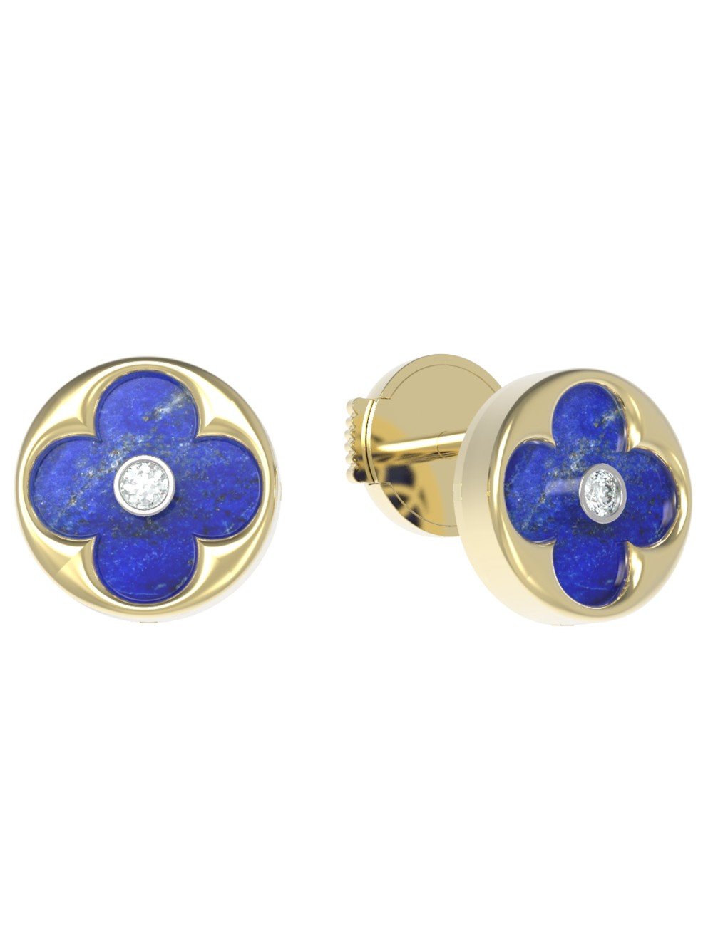 Серьги из лимонного золота c бриллиантами и лазуритом