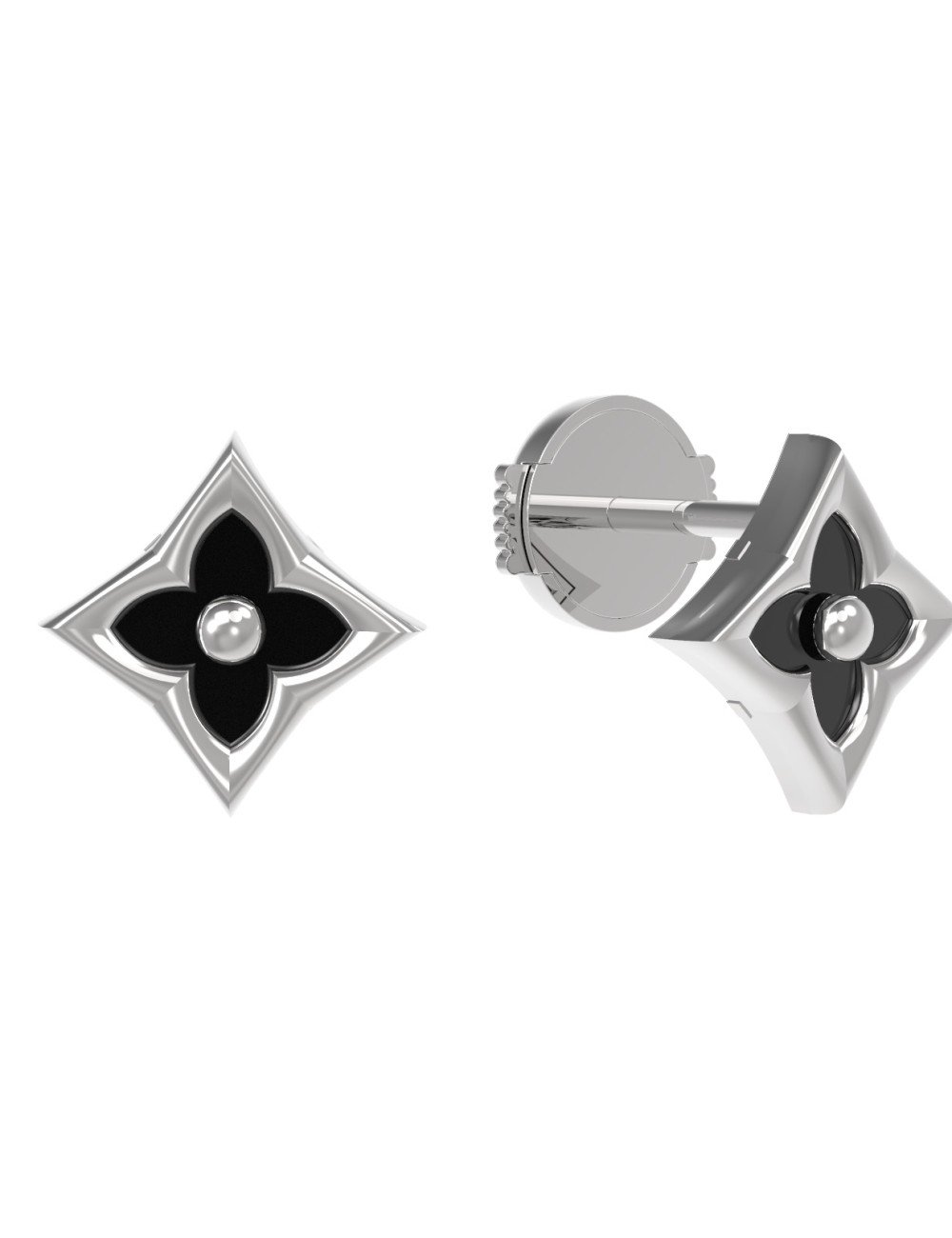 Серьги из белого золота c ониксом