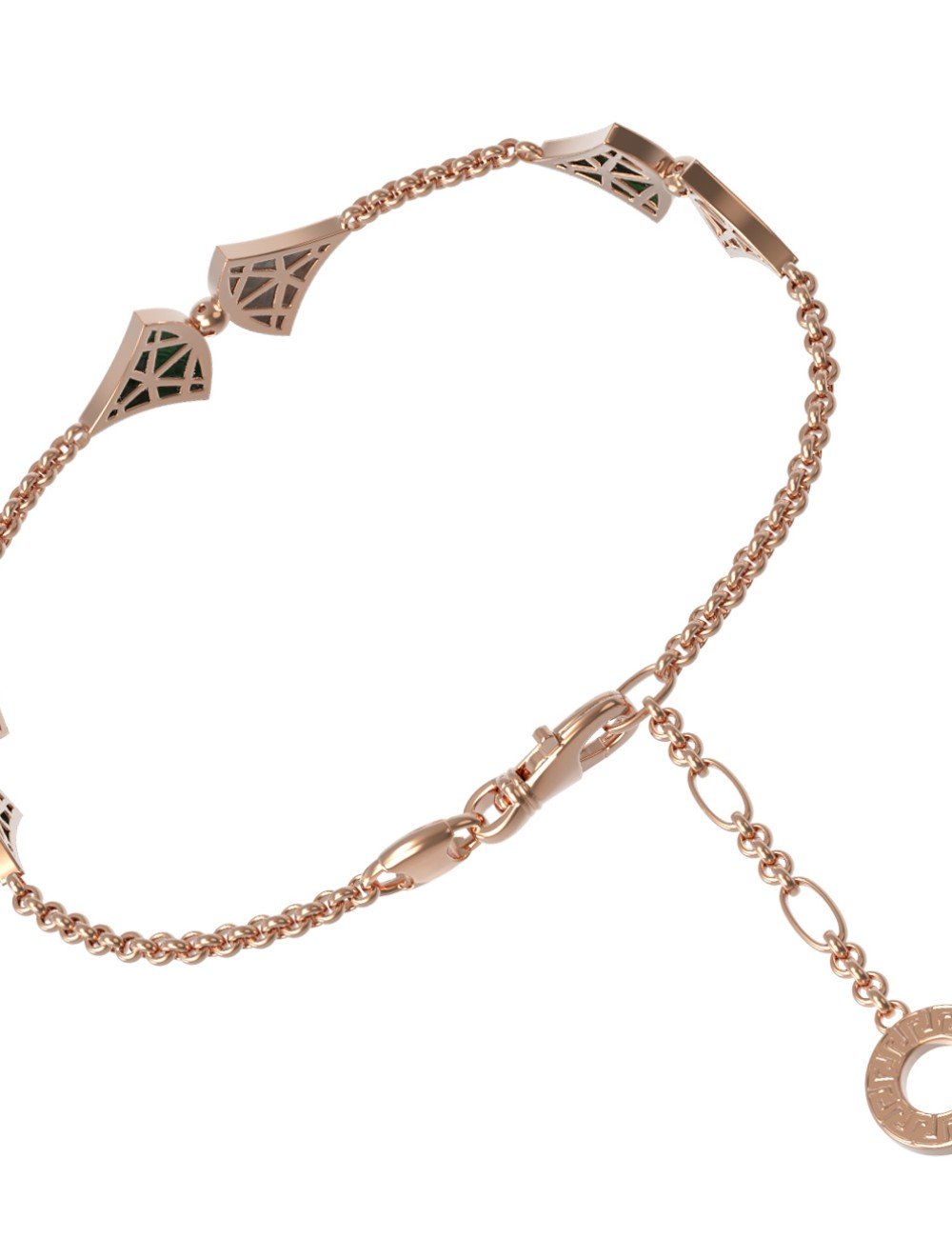 Браслет из золота c малахитом и перламутром