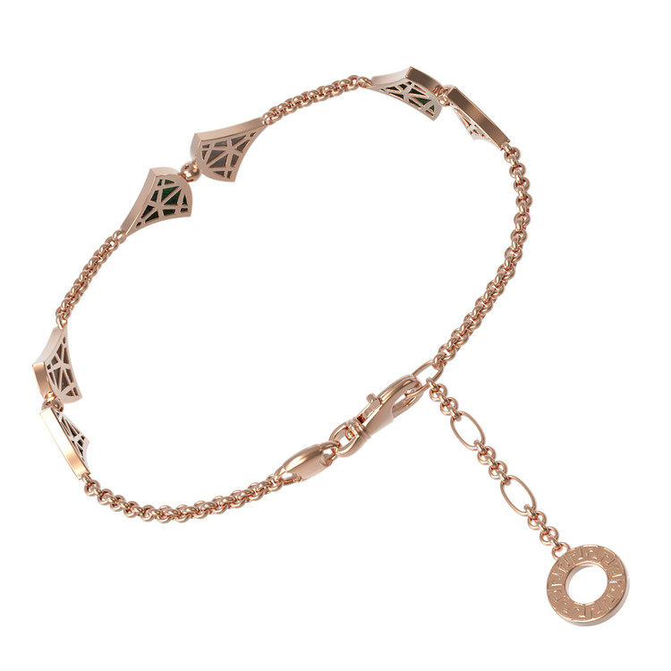 Браслет из красного золота 585 пробы c малахитом и перламутром