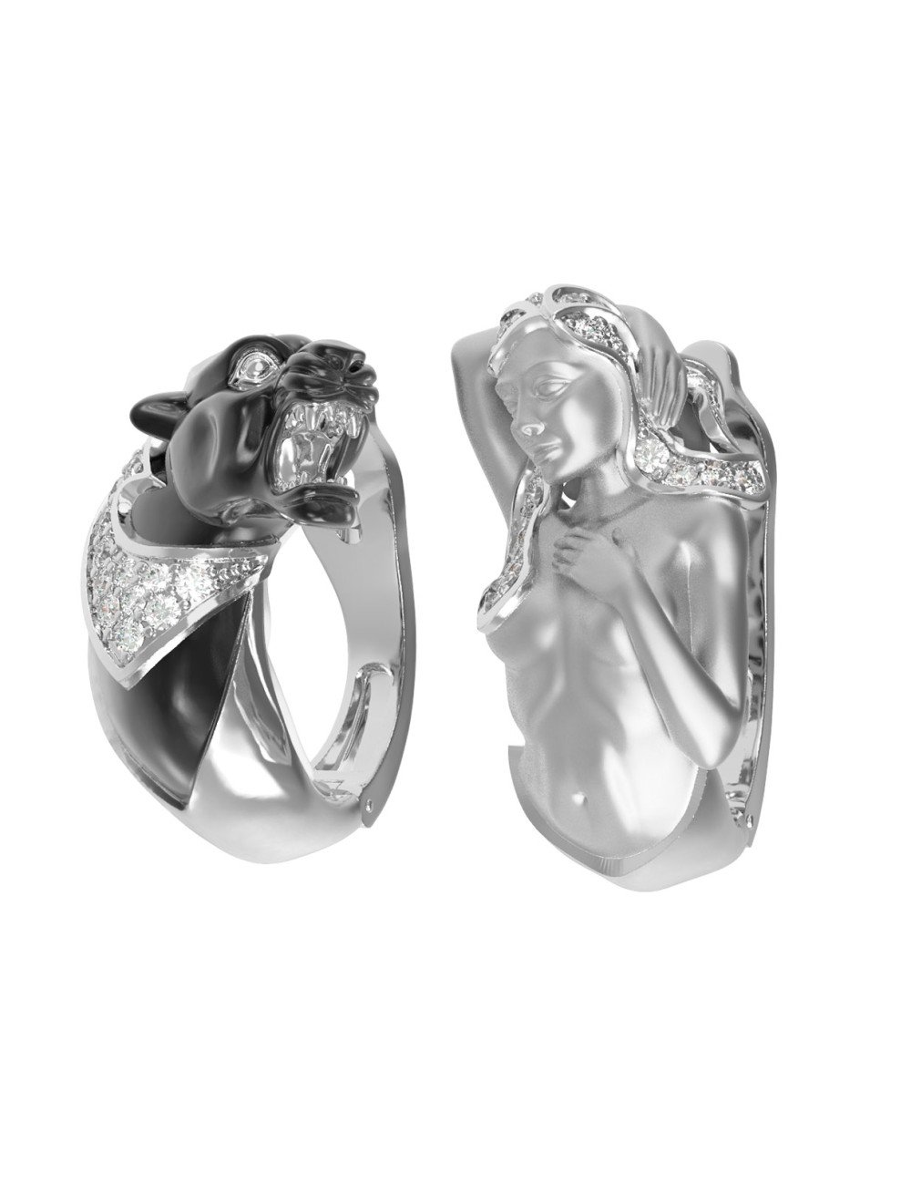 Серьги из белого золота c фианитом