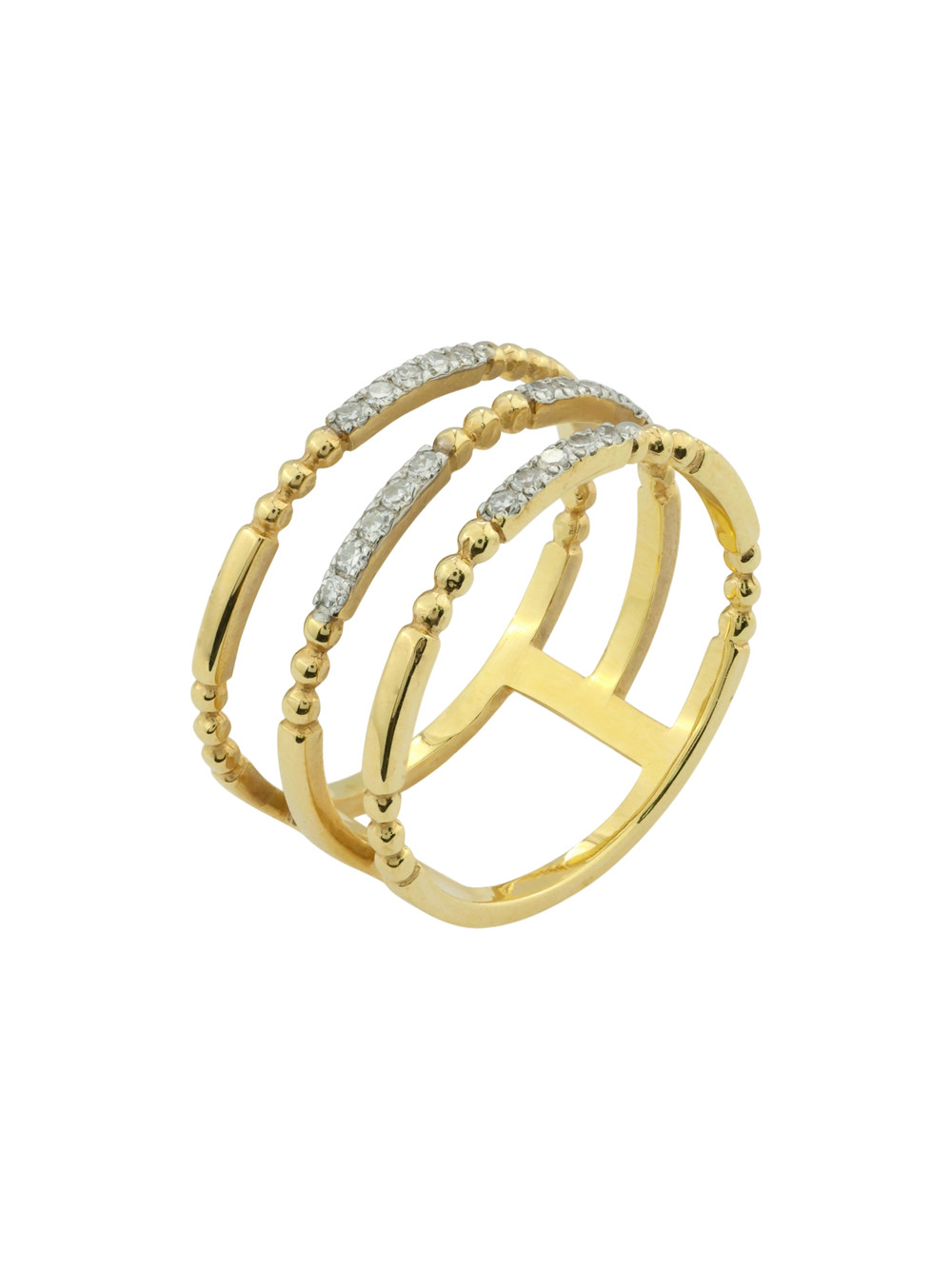 Кольцо из лимонного золота 585 пробы c бриллиантами