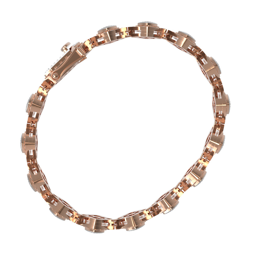 Браслет из красного золота 585 пробы c бриллиантами и изумрудом