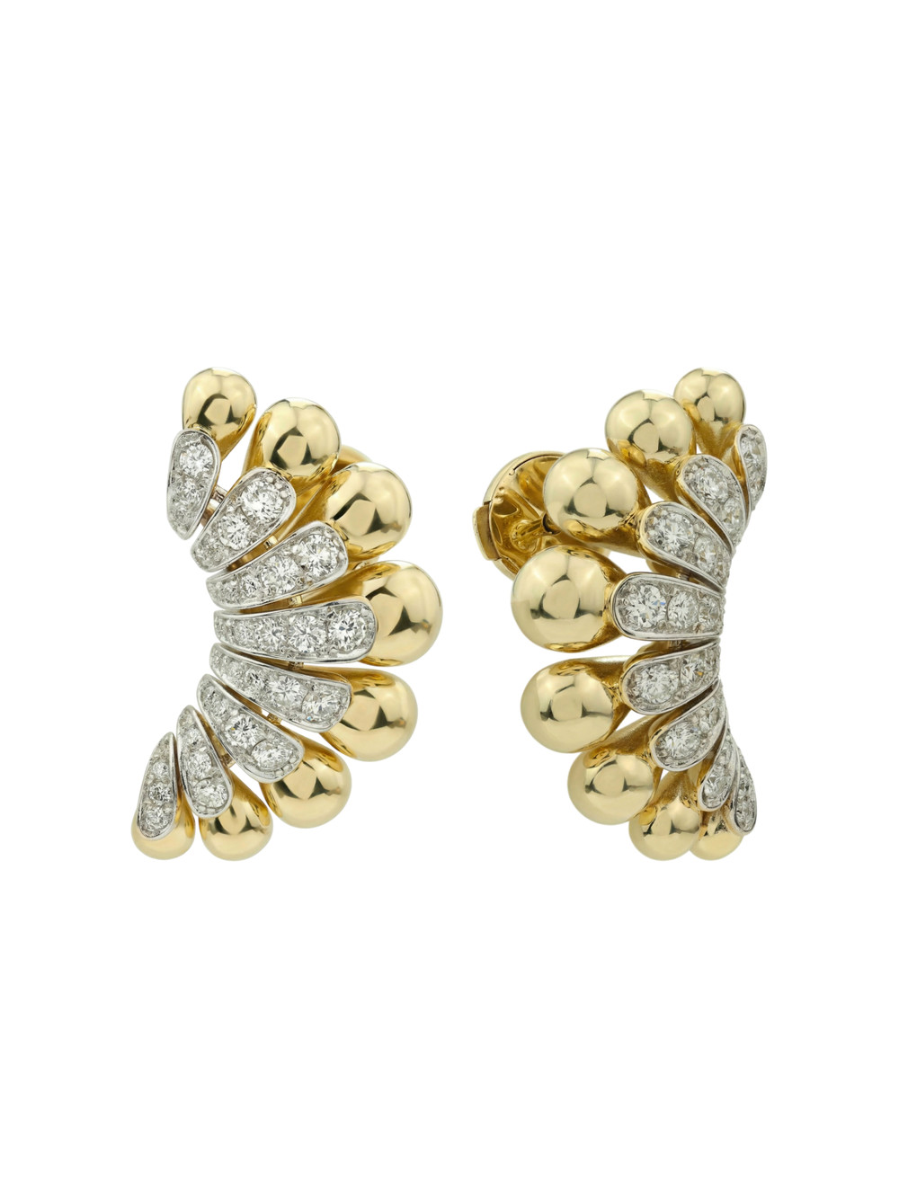 Серьги из лимонного золота 585 пробы c бриллиантами