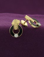 Серьги из лимонного золота c бриллиантами и ониксом