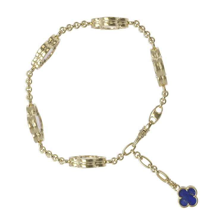 Браслет из лимонного золота 585 пробы c лазуритом и перламутром