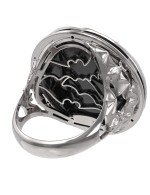 Кольцо из белого золота c эмалью и ониксом