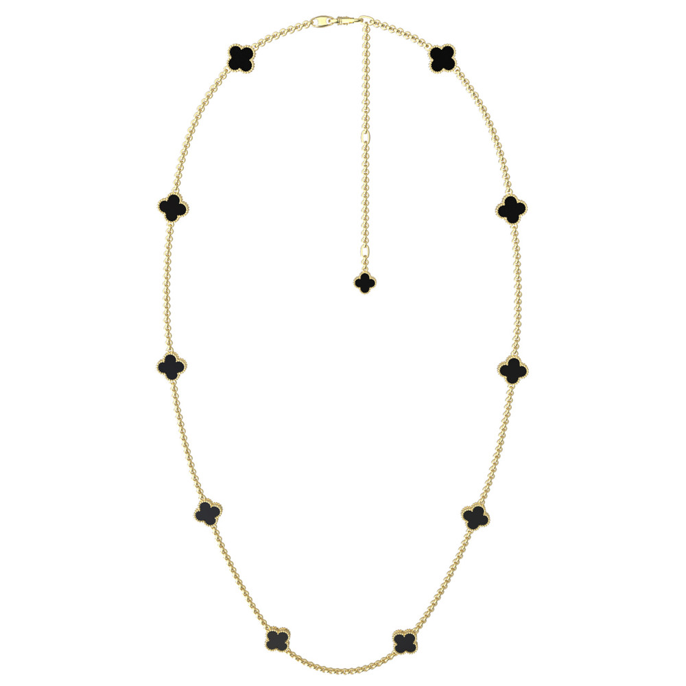 Колье из лимонного золота 585 пробы c ониксом