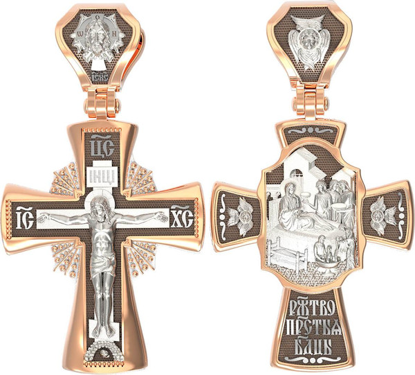 Крест из красного золота 585 пробы