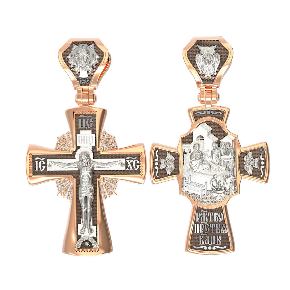 Крест из красного золота 585 пробы