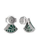 Серьги из белого золота c бриллиантами и малахитом