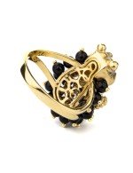 Кольцо из лимонного золота c эмалью и ониксом