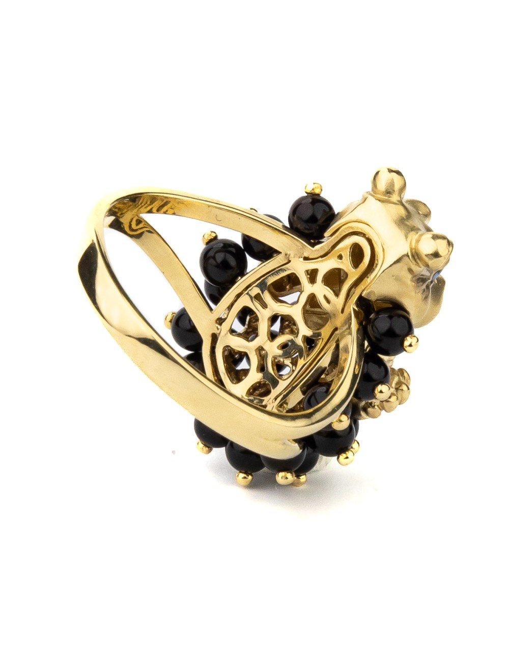 Кольцо из лимонного золота c эмалью и ониксом