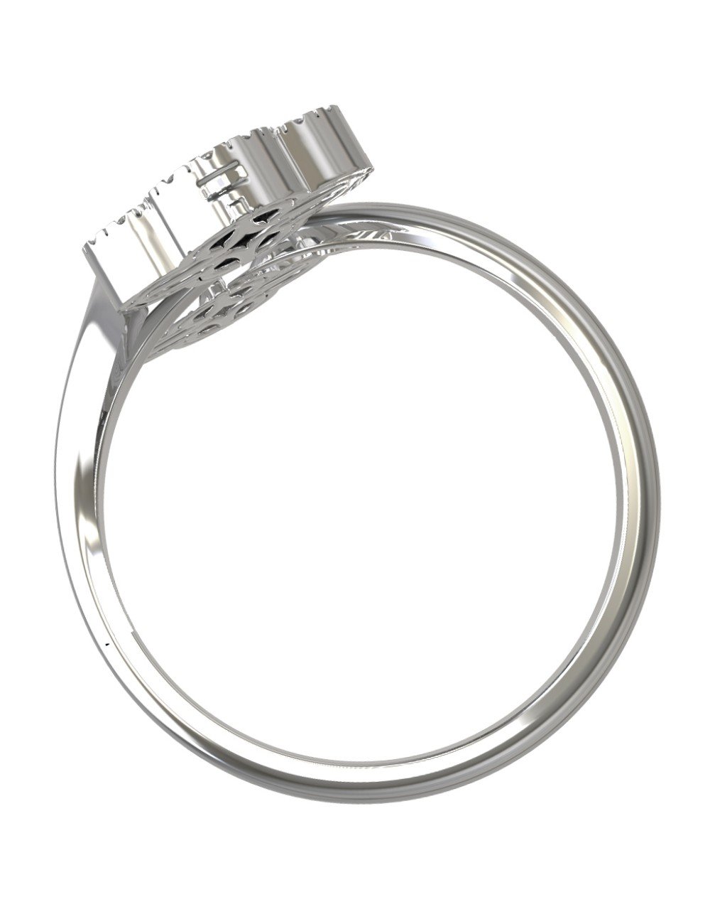 Кольцо из белого золота c бриллиантами, ониксом и перламутром