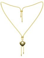 Колье из лимонного золота c фианитом, ониксом и перламутром