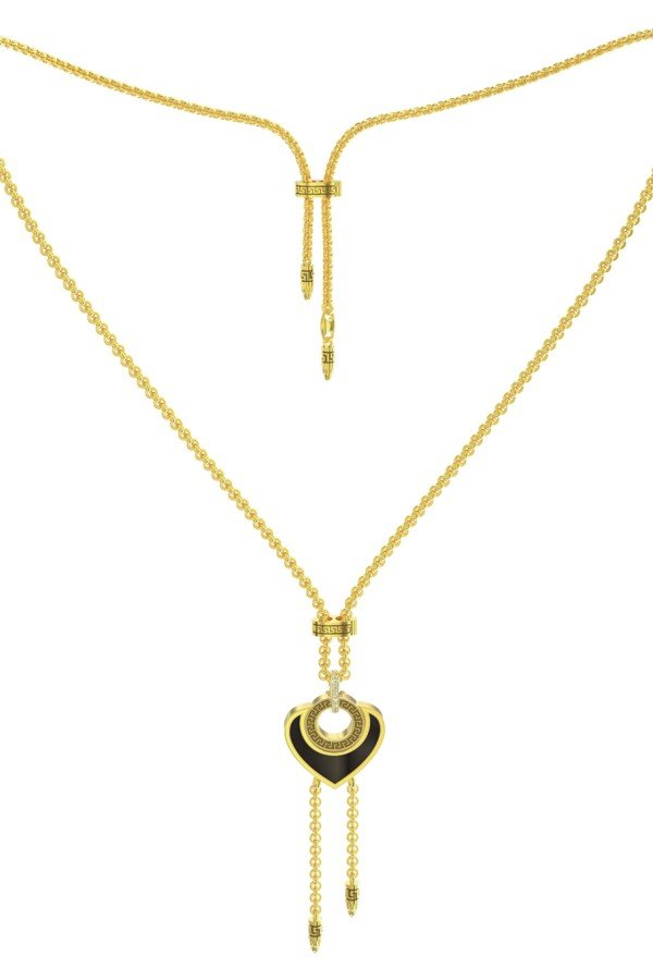 Колье из лимонного золота c фианитом, ониксом и перламутром