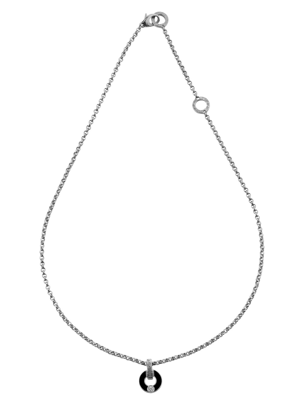 Колье из белого золота 585 пробы c бриллиантами и ониксом