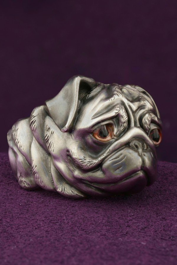 Кольцо из белого золота c эмалью