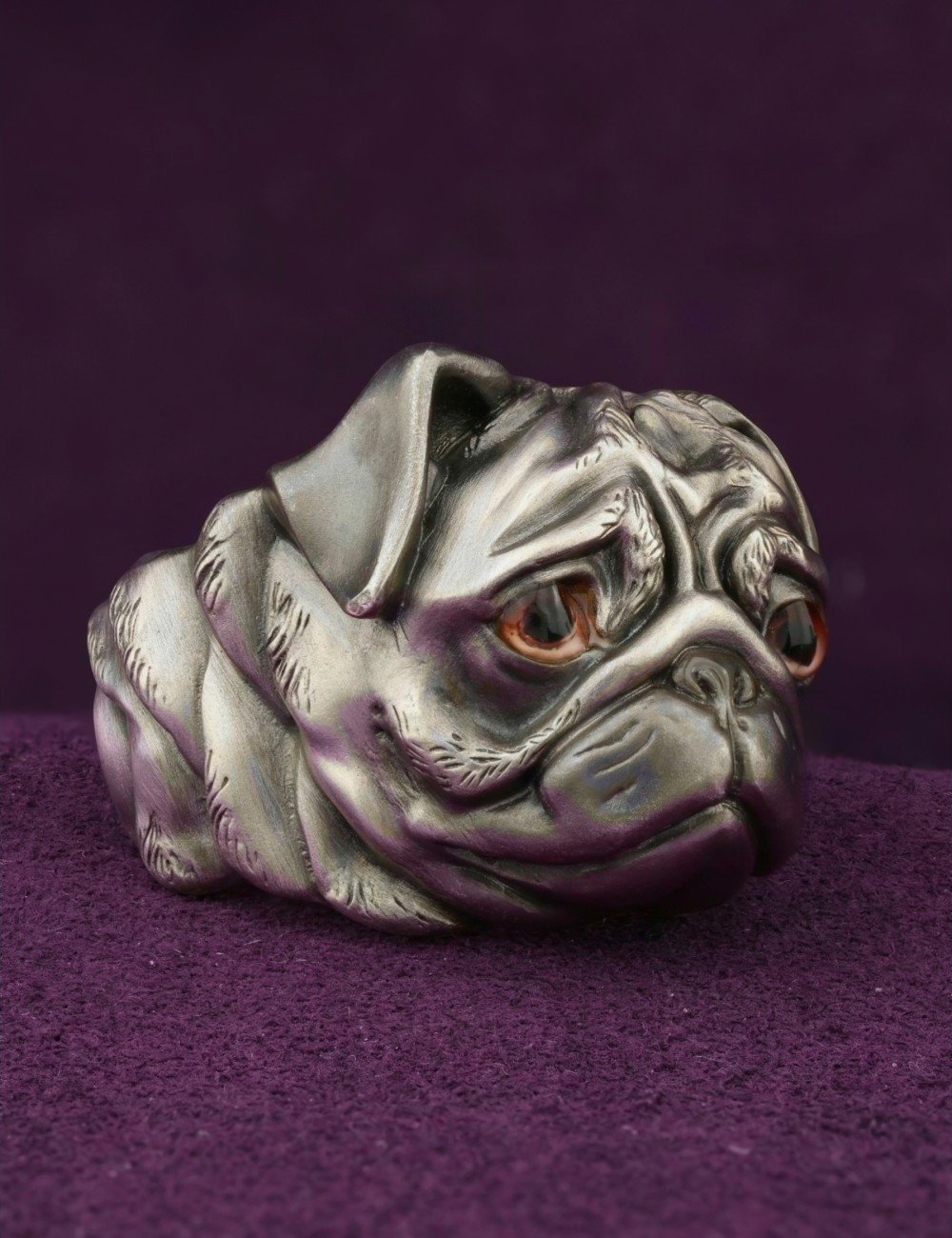 Кольцо из белого золота c эмалью