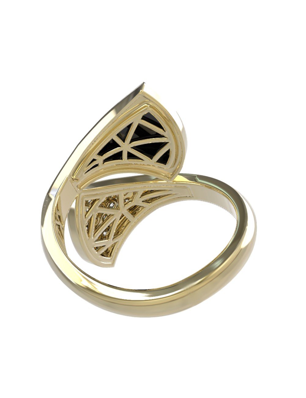 Кольцо из лимонного золота c бриллиантами и ониксом