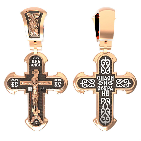 Крест из красного золота 585 пробы