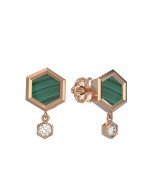 Серьги из золота c бриллиантами и малахитом