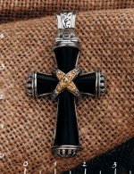 Крест из серебра и золота c ониксом и рубином