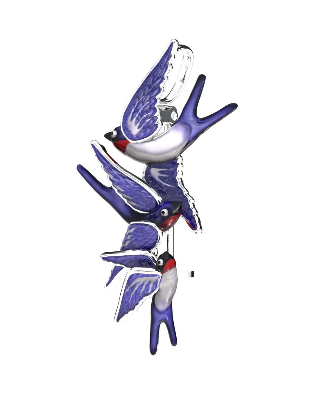 Брошь из белого золота c эмалью