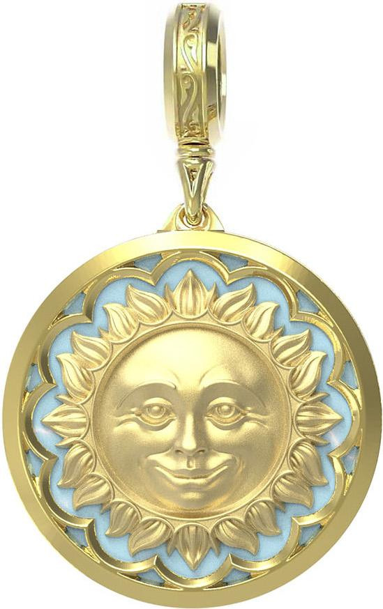 Подвеска из лимонного золота 585 пробы c бирюзой