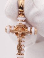 Крест из золота 585 пробы c кахолонгом