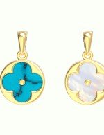Подвеска из лимонного золота c бирюзой и перламутром